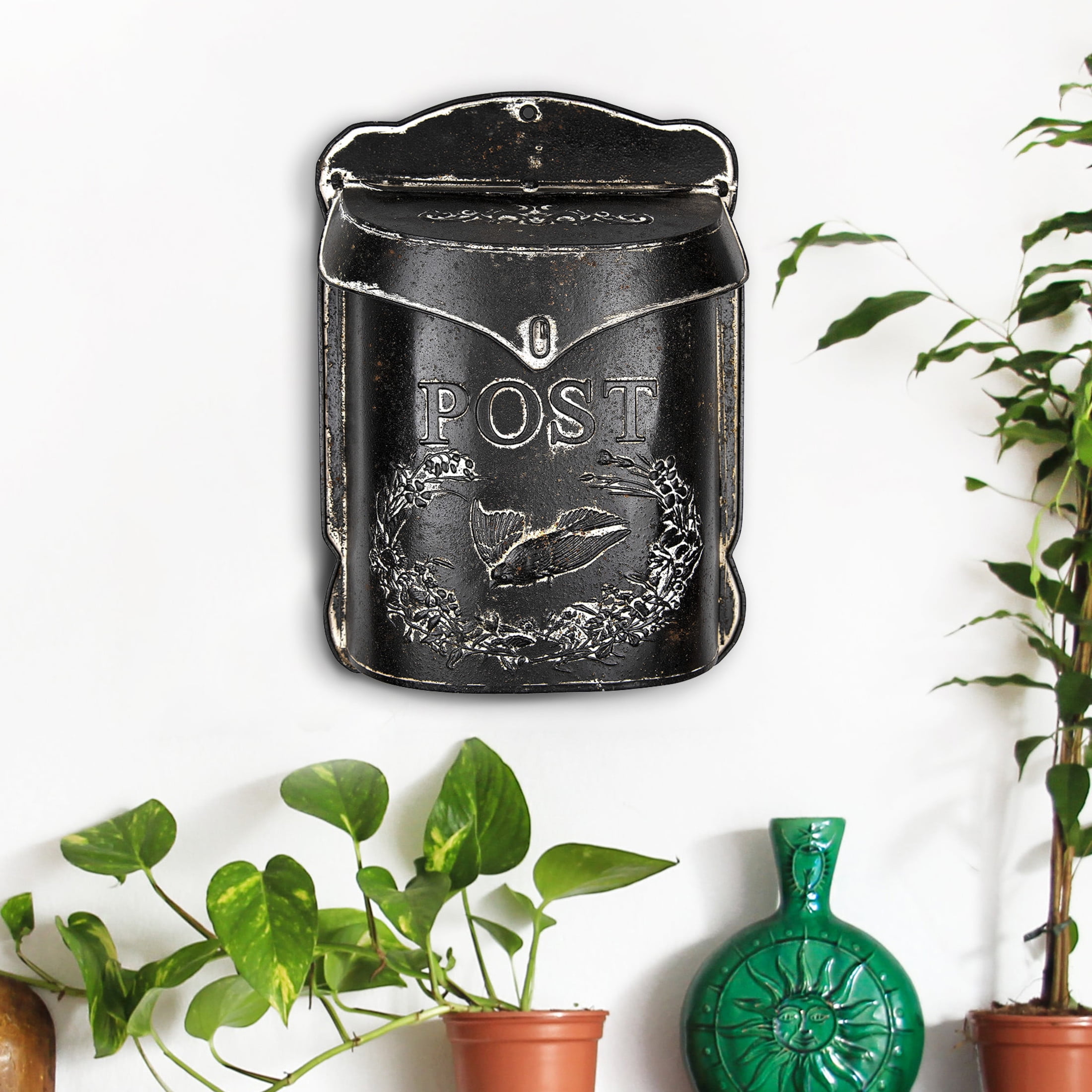 Creative Co-Op Black Embossed Tin 
