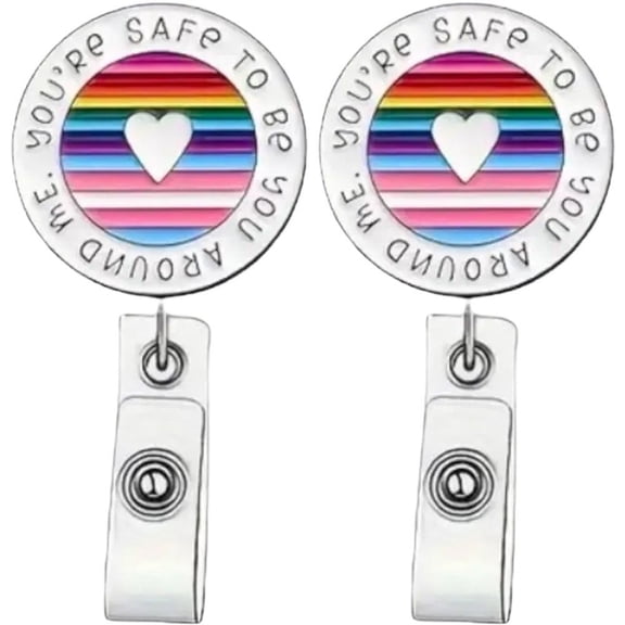Wiywef 2 Pcs Pride LGBTQ Rainbow Badge Reels Holder Retractable ID Card Badge Holder for Nurse Name Tag Clips for Nurse Doctor Medical Work Office