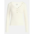 thumbnail image 5 of Scoop Women’s Ribbed V Neck Henley Top with Long Sleeves, Sizes XS-XXL, 5 of 5