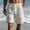 White, variant on YLSDY Mens Cotton Linen Beach Shorts Solid Drawstring Swim Trunks Sports Shorts with Pockets Summer Casual Beachwear Black L