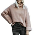 thumbnail image 2 of Pulls pour Femmes Automne/hiver Cardigans Pulls Manteau Tricoté Pull-Over Mode Hiver Couleur Unie Manches Longues Col Montant Hauts, 2 of 6