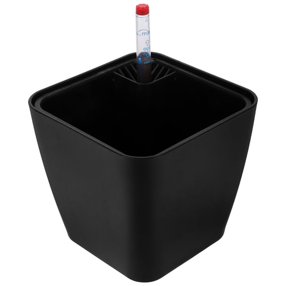 FUEENIRVA Self Watering Planter Box Black Automatic Watering Flower Pot with Water Level Indicator for Indoor Windowsill