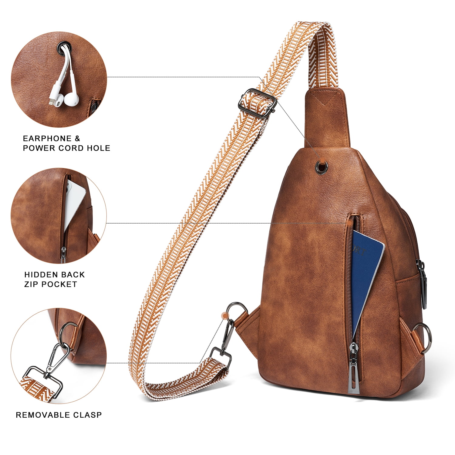 7L Crossbody Sling Bag, Anti-Theft Travel Chest & Belt Bag for Women and Men, Faux Leather