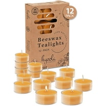 Hyoola, 4.5 Hour Natural Yellow Beeswax Tealight Candles - In Clear Plastic (12 Pack)
