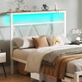 thumbnail image 5 of VanAcc Metal Bed Frame with LED Lights Platform Storage Shelf, Twin, Vintage Modern Style, White, 5 of 9