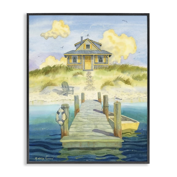 Stupell Industries Rustic Lodge Welcome Seaside Retreat Cottage Black Framed Giclee Art, 11 x 14, by Robin Altman