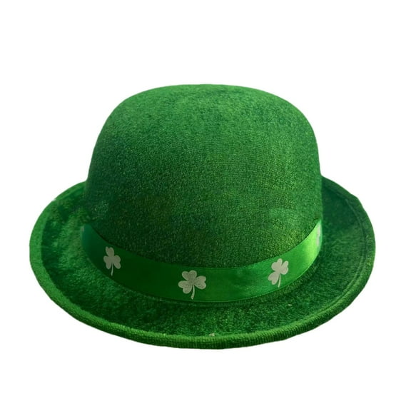 Prolriy Green Top Hat St. Day Green Flocking Cloth Cloverleaf Velvet Small Round Hat St Patricks Day Hat Green