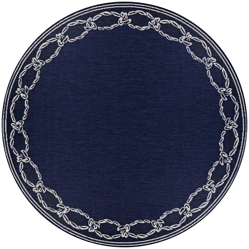 Recife Rope Knot IvoryIndigo Indoor/Outdoor Round Rug Multiple Sizes