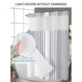 thumbnail image 4 of No Hook Cloth Fabric Shower Curtain with Snap in Liner, Light Grey Striped Waterproof Shower Curtains Set with See Through Top Window, White Simple Neutral Modern Bath Curtains Shower 72"x84", 4 of 6