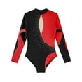 thumbnail image 2 of iiniim Kids Girls Metallic Long Sleeve Backless Dance Leotard with Diamond Printed Jumpsuit, 2 of 7
