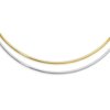 Avariah Diamonds Gold 14K Two-Tone 2.2mm Reversible w/Adj. Chain Omega Necklace - 16"- Made In Italy