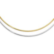 Avariah Diamonds Gold 14K Two-Tone 2.2mm Reversible w/Adj. Chain Omega Necklace - 16"- Made In Italy
