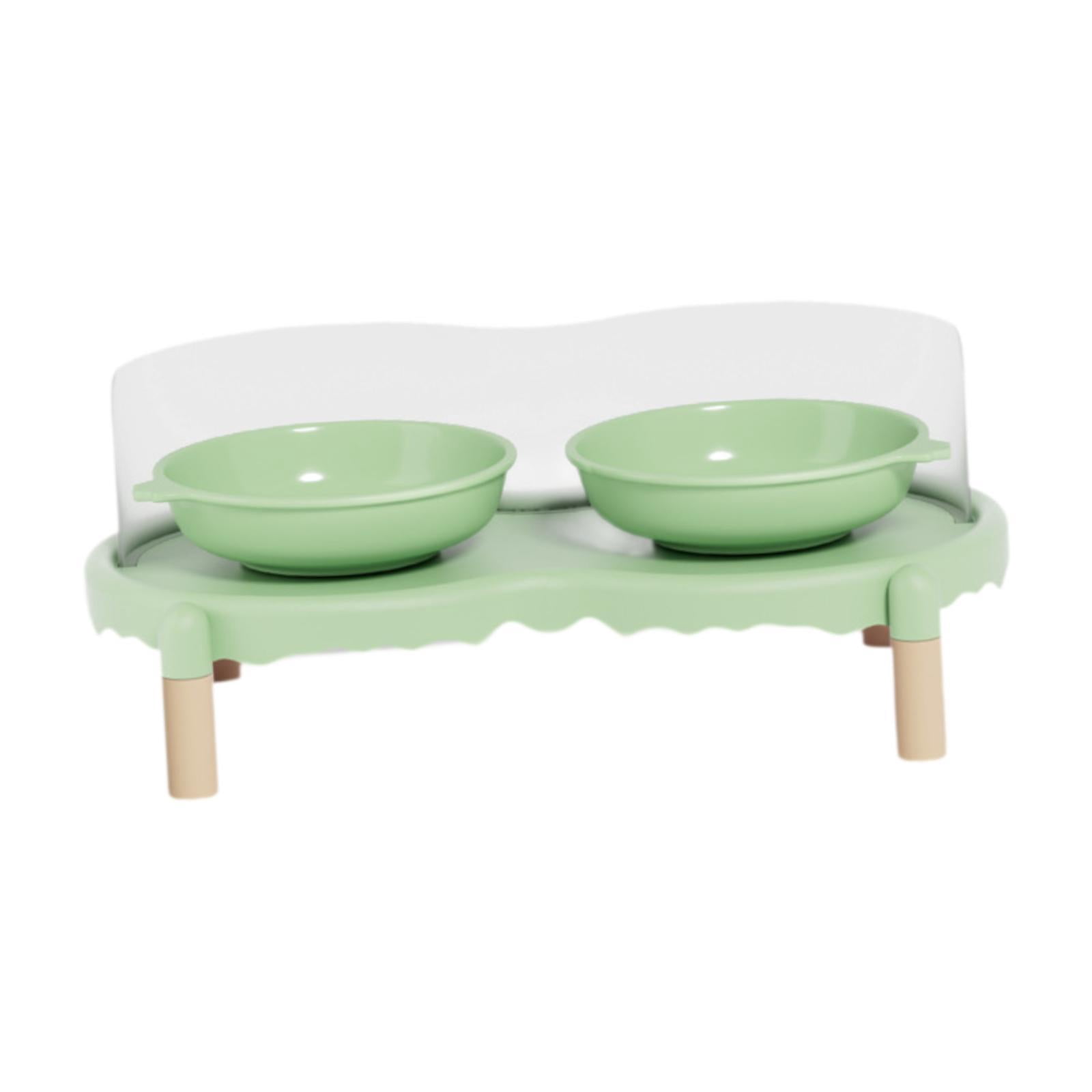 FashionCha Ceramic Elevated Cat Bowls Feeding Bowls Cat Dishes for Puppies Kittens Cats Green