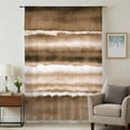 thumbnail image 2 of Brown Stripes Semi Sheer Curtains Drapes for Living Room, Bedroom, French Doors Window 108 Inches Long, Country Watercolors Gradient Texture Rod Pocket Chiffon Curtain Drapery Voile Draperies Panel, 2 of 8