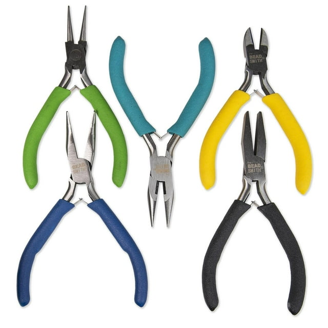 The Beadsmith Alicates Color-ID “Juego codificado por colores” 5 pulgadas, kit de 5 piezas: punta de