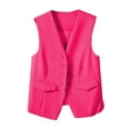 thumbnail image 2 of Xioeram Women Suit Waistcoat Single-breasted V Neck Sleeveless Decorative Pockets Cardigan Solid Color Formal Business Style Casual Office Wear Vest Spring Summer Clothes, 2 of 8