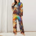 thumbnail image 2 of Gukieu Rainbow Lamb Breakfast Print Women's Long Sleeve Pajama Set, Button Top Elastic Pocket Pajama Pants Two Piece Set Home Wear-Large, 2 of 7