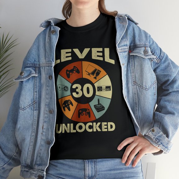 Level 30 Unlocked-30th Birthday Vintage Video Gamer T-Shirt
