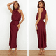 thumbnail image 3 of Elegante vestido de noche de satén con cuello halter y sin mangas para mujer (M), 3 of 6