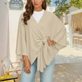 thumbnail image 2 of BUWTTED Women's Elegant Shawl Wraps Soft Open Front Poncho Sweater for Spring Fall Winter Beige One Size, 2 of 5