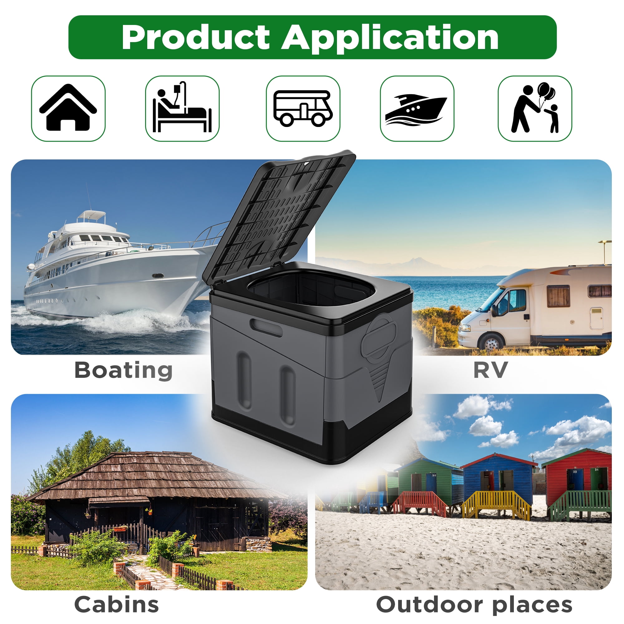 RV Toilet, Portable Folding Toilet with Leakproof trash bags | Extra Large for Travel with Comfort and Convenience | Perfect for Camping, Hiking, Car Travel, and Outdoor Adventures,Grey