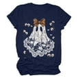 thumbnail image 5 of enyan Ladies Halloween Tops Pumpkin Cute Ghost Graphic Tops T Shirt Funny Party Tee for Ladies Navy,L, 5 of 5