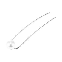 Unique Bargains 1 Pc Classic Pearl U-shaped Hair Pins Hair Clips for Women 4.76"x0.91"x0.79" Silver Tone