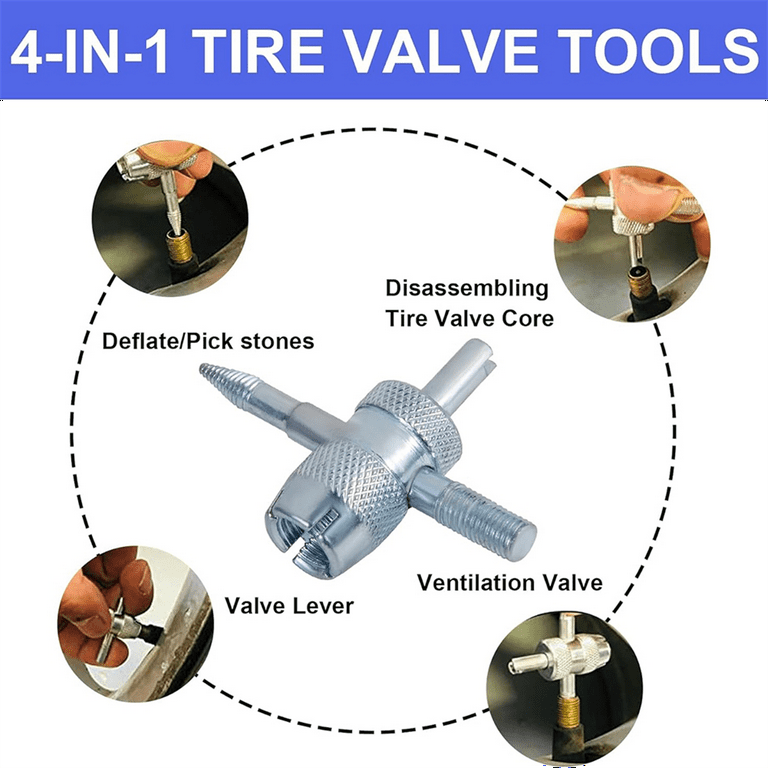 1pcs Car Tyre Valve Repair Tool & 4 Pcs Tire Stem Core Remover