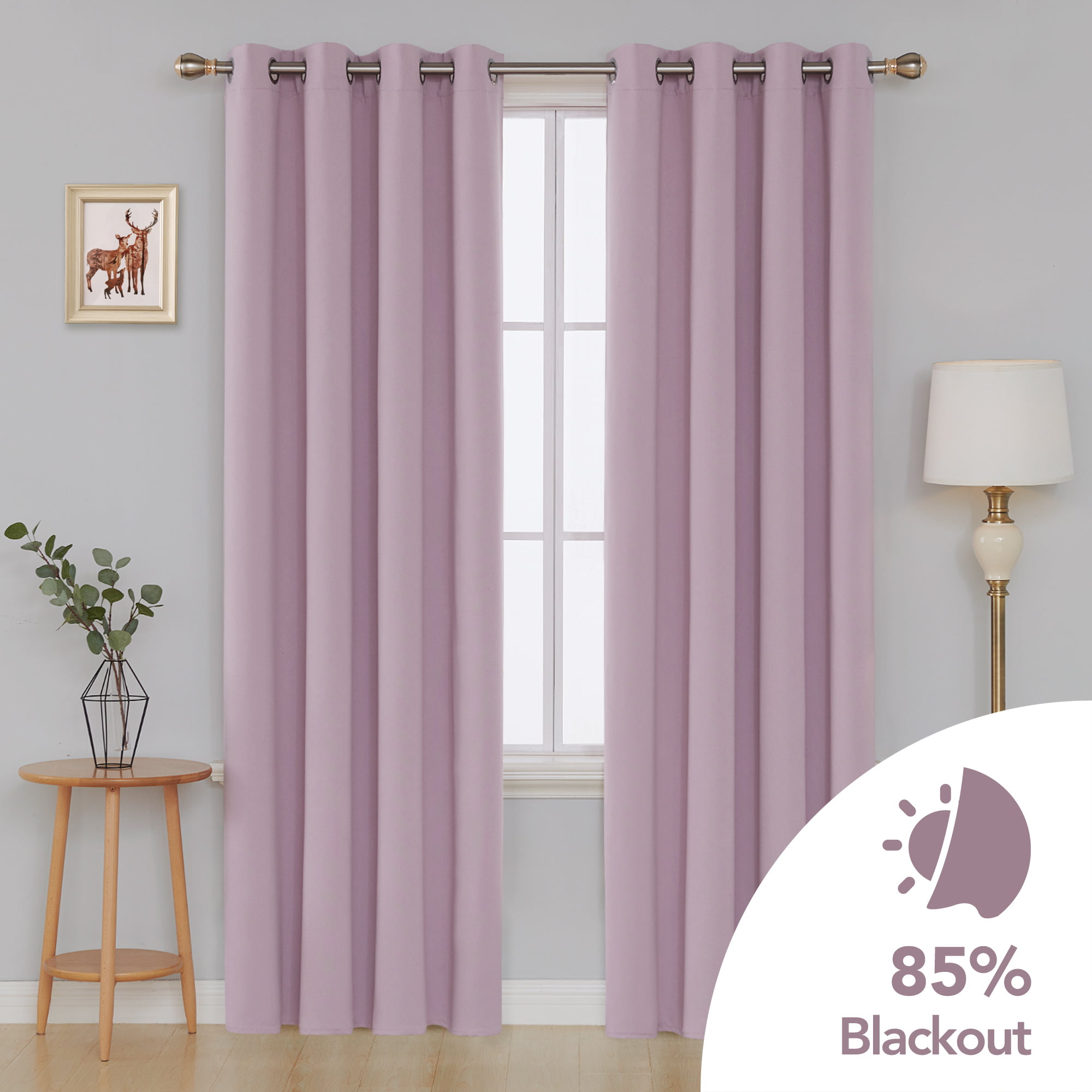 Baby Pink Deconovo Grommet Top Mix and Match Thermal Insulated Panel Blackout Curtians 2 Pieces Lavender and 2 Net White Sheer Curtain 52x84 Inch