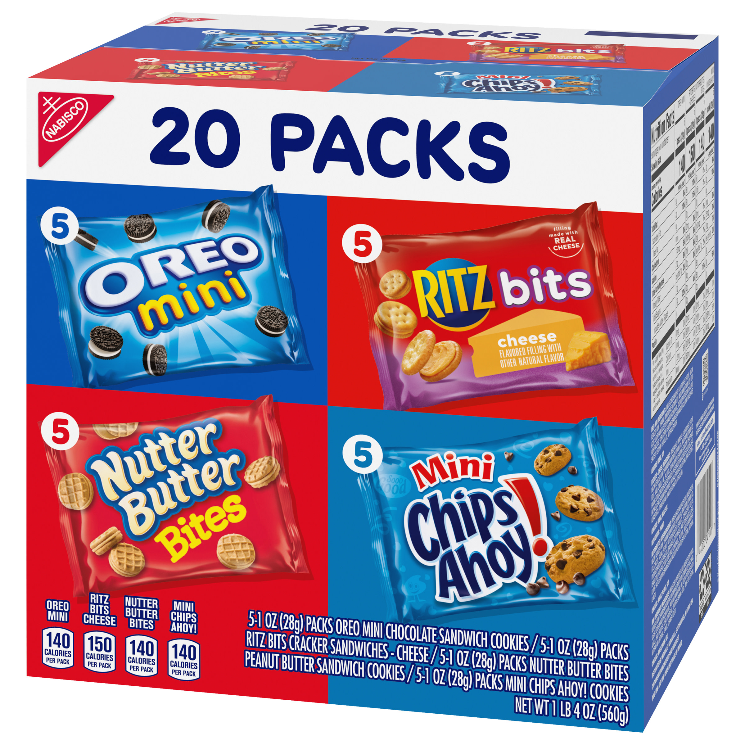 Nabisco Classic Mix Variety Pack, OREO Mini, CHIPS AHOY! Mini, Nutter Butter Bites, RITZ Bits Cheese, Easter Snacks, 20 Snack Packs - image 10 of 12