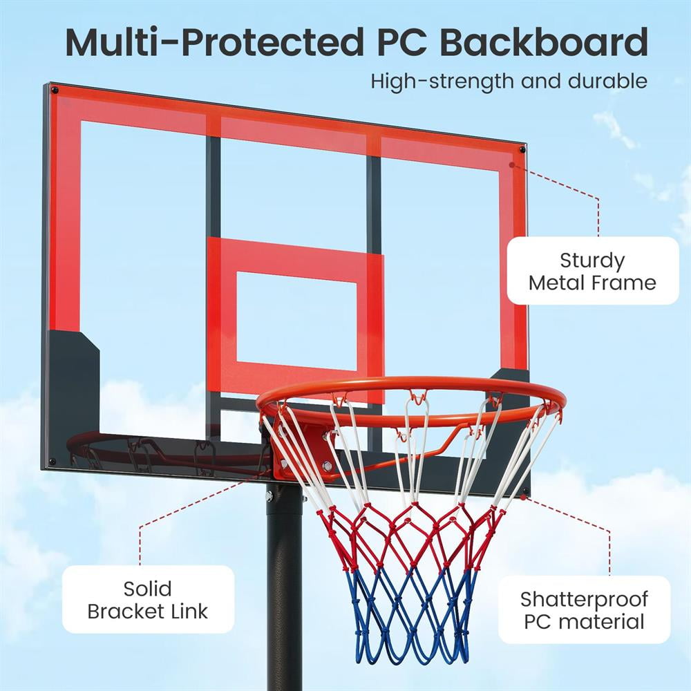 Topcobe 3.3-7 Feet Portable Adjustable Outdoor Kids Basketball Hoop Goal System-Red, Indoor Sports Equipment