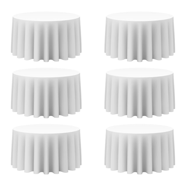 Mantel redondo blanco BRILLMAX de poliéster de 305 cm, paquete de 6