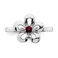 thumbnail image 4 of 925 Sterling Silver Stackable Expressions Polished Garnet Flower Ring Size: 6; for Adults and Teens; for Women and Men, 4 of 5
