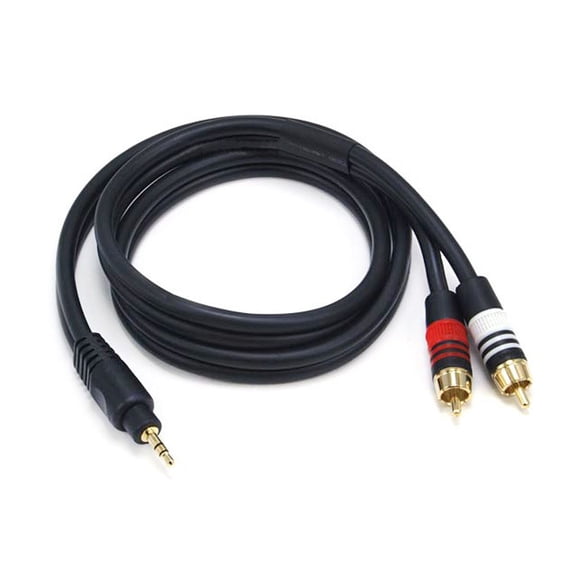 Monoprice 3ft Premium 3.5mm Stereo Male to 2RCA Male 22AWG Cable (Gold Plated) - Black