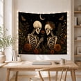 thumbnail image 5 of Two Human Skeletons With Face Each Other Profile, Spooky Gothic for Gothic Decor Fans, Dark Art Decor, Halloween Gift, Tapestry Wall Hanging for Bedroom and Dorm, 5 of 7