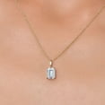 thumbnail image 3 of Gem Stone King 14K Yellow Gold White Moissanite Pendant Necklace | 1.00 Cttw | Gemstone Birthstone | Emerald Cut 7X5MM | Gold Necklace for Women | With 18 inch Gold Chain, 3 of 7