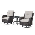 thumbnail image 2 of Pocassy  3-Piece Outdoor Swivel Bistro Set, Wicker Rocking Chairs Brown/Beige, 2 of 8