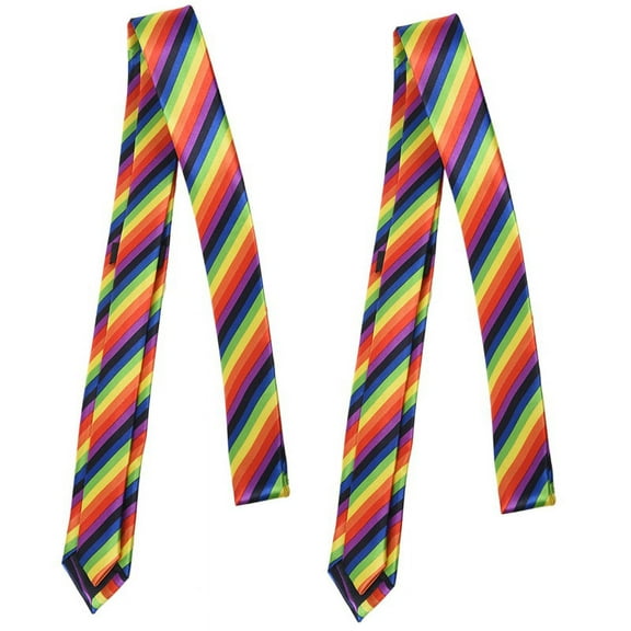 2X Men Fashion Casual Skinny Slim Narrow Tie Formal Wedding Necktie, 19 (Rainbow Color )