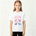 thumbnail image 2 of Girls Like Dinosaurs Too Girls Graphic Tee, Cute Pink Dino 100% Cotton Kids Short Sleeve T-Shirt, 2 of 5