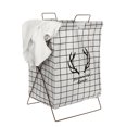 thumbnail image 5 of Hamper Laundry Basket  - Waterproof Hamper  | Foldable Cotton Linen Hamper Laundry Basket Bag with Handle and Lid for Kids Room,Shelf Basket,Toy Organizer (Black and White), 5 of 6