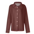 thumbnail image 6 of Button Up Shirt Women, Comdrip Women's Fashion Casual Solid Color Button Long Sleeve Shirts Tops Womens Dress Shirts Brick Red M, 6 of 7