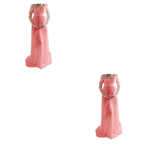 Sonducket Vestido de fotografía de maternidad Split Maxi Embarazo Embarazada Photoshoot Prop Baby Showers Lace Fruit pink L Fruta rosa L 2Conjunto