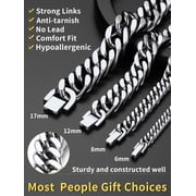 ChainsHouse Silver Cuban Link Bracelet for Men Chunky 8mm/12mm/17mm Width Mens Chain Bracelets Stainless Steel Punk Jewelry Gift