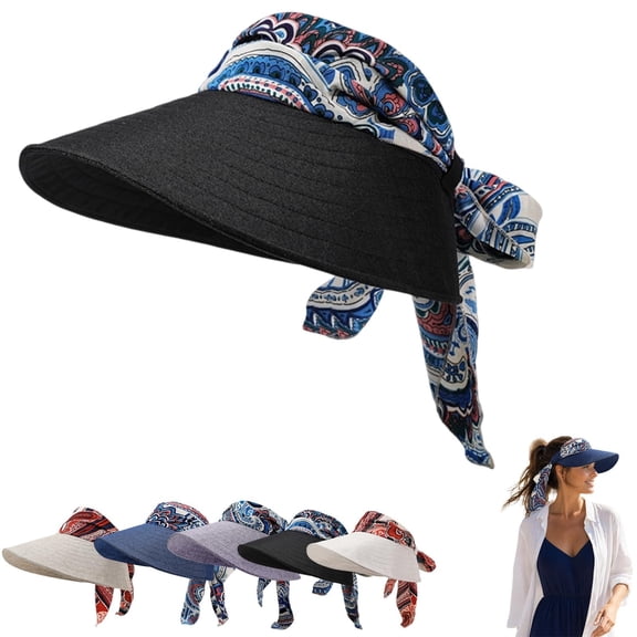 Harpily Womens Visor Hat Bow Decor Empty Top with Curved Structured Brim and Ponytail Hole Sun Protection Hat Daily Wear