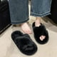 thumbnail image 4 of Zapatillas peludas para mujer, de otoño e invierno, de plataforma con tiras cruzadas de aspecto alto, suela gruesa, suela suave aumentada, zapatillas de algodón para el hogar, 4 of 6