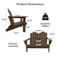 thumbnail image 5 of JUSTLET Folding Adirondack Loveseat, HDPE All-Weather,Outdoor Plastic Patio Chairs for Deck Lawn Fire Pit, Weather Resistant, Wood Texture, Brown, 5 of 9