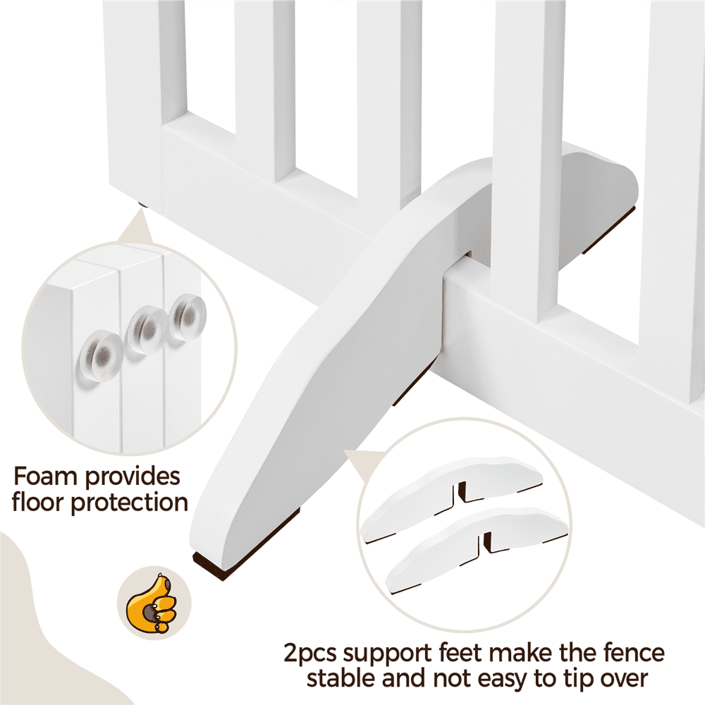 Alden Design 24″ Tall 3 Panels Freestanding Wooden Dog Gate for Small Pet Dogs, White