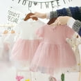 thumbnail image 7 of Little Girls Short Sleeve Mesh Stitching Flower Dress Tulle Prom Party Wedding Dress, 7 of 7