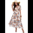 thumbnail image 2 of Vestido Cruzado de Verano para Mujer, con Cuello en V, Floral, Corta, para Invitadas de Boda, Informal, para Fiesta Albaricoque S, 2 of 10