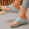 thumbnail image 5 of Boho Flip Flops for Women Wedge Heels Non-slip Summer Beach Pool Holiday Trendy Spring Thong Sandals for Everyday Comfortable Sky Blue Size 36-43, 5 of 9